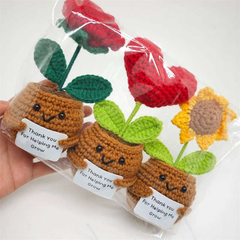 tulipes artificielles fleurs crochet rouge vert jaune marron decoration maison mariage anniversaire noel valentin