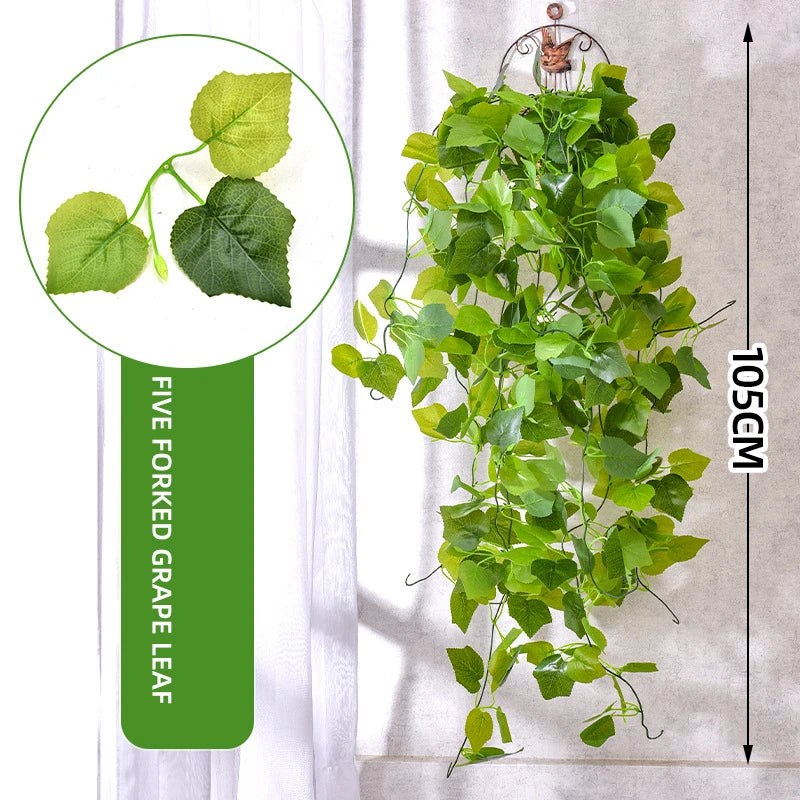 plante artificielle feuilles vertes brillantes moderne 105cm accroches extérieur décoration verte vigne intérieureextérieur