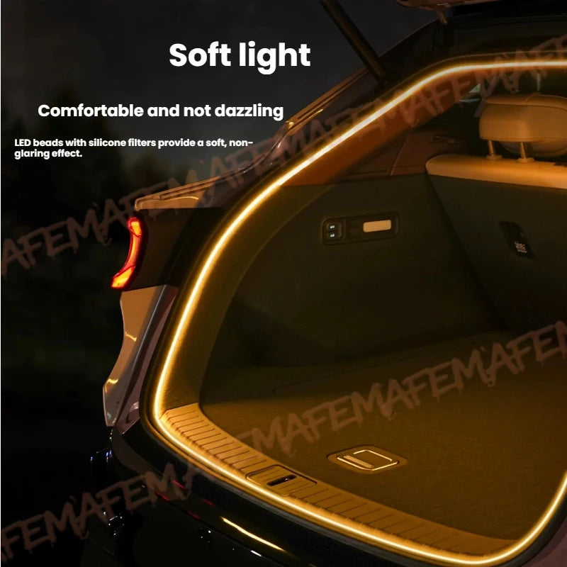 ruban led flexible blanc doré moderne adhésif éclairage ambiant intérieur voitures décoration coffre arrière