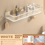 étagères salle bain blanc modernes adhésives rangement produits toilette serviettes brosse dents aluminium acrylic