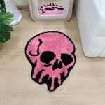 tapis rose crâne noir flocage antidérapant polyester moderne graphique chambre salon
