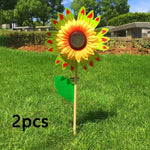 décoration extérieure fleur artificielle jaune rouge bleu vert rayonnante pétale verte tringle jardin cour