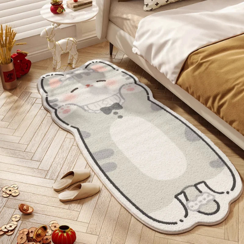 tapis gris moderne dessin animé chats doux non glissant chambre salon polyester