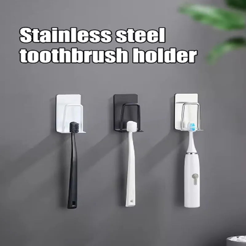 porte brosses dents acier inoxydable noir blanc argenté moderne adhésif salle bain