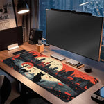 tapis souris paysage urbain chats graphique rouge noir gris