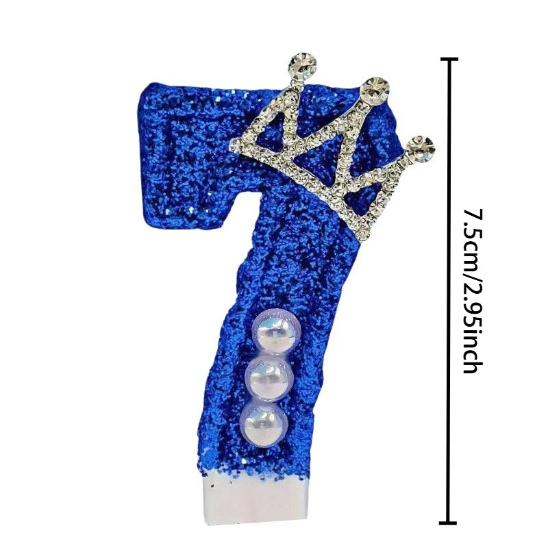 bougies chiffre anniversaire bleu pailleté décoratives festives crochet couronne numérotées grande taille