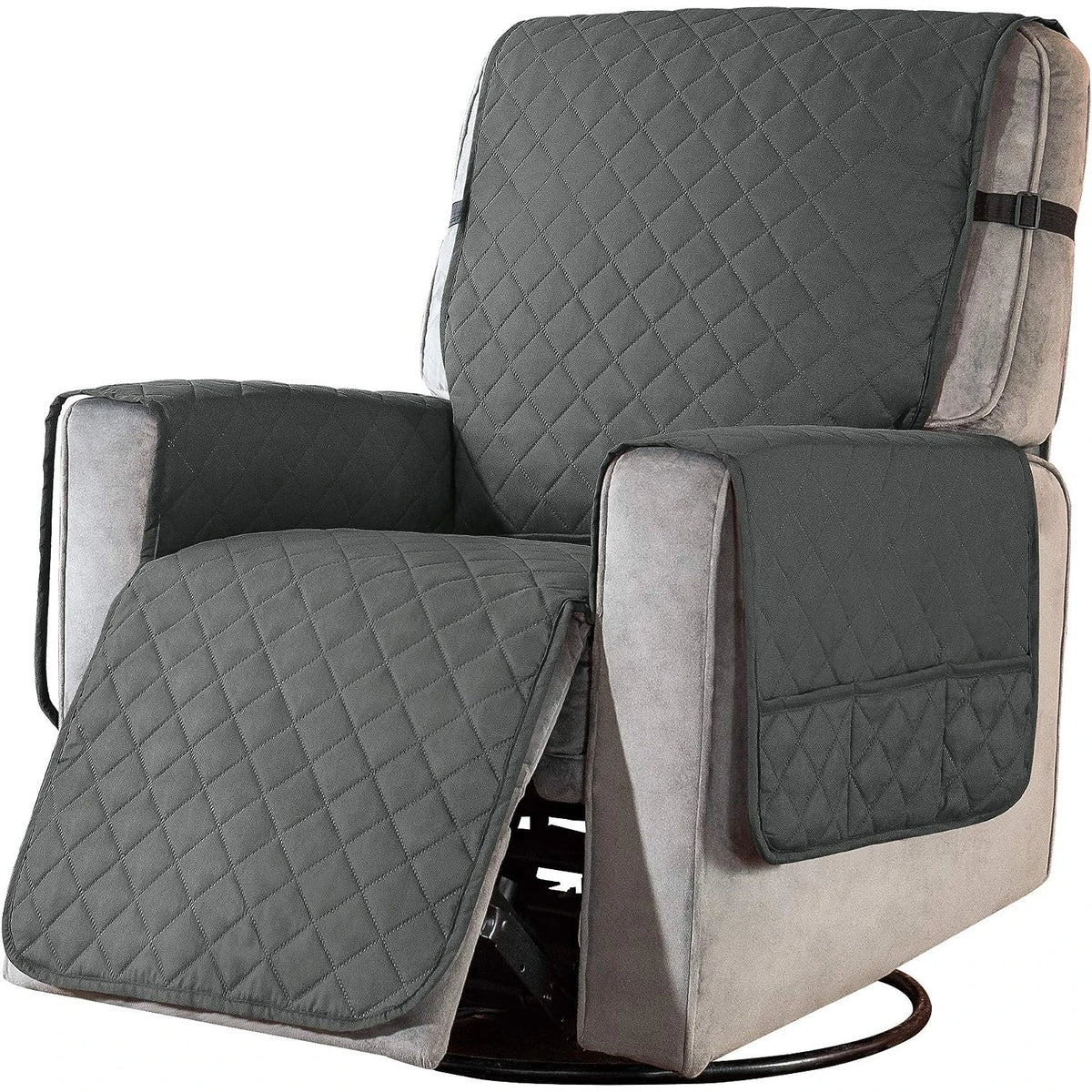 couvre siège fauteuil inclinable polyestère quilted gris moderne sécurité poche rangement machine