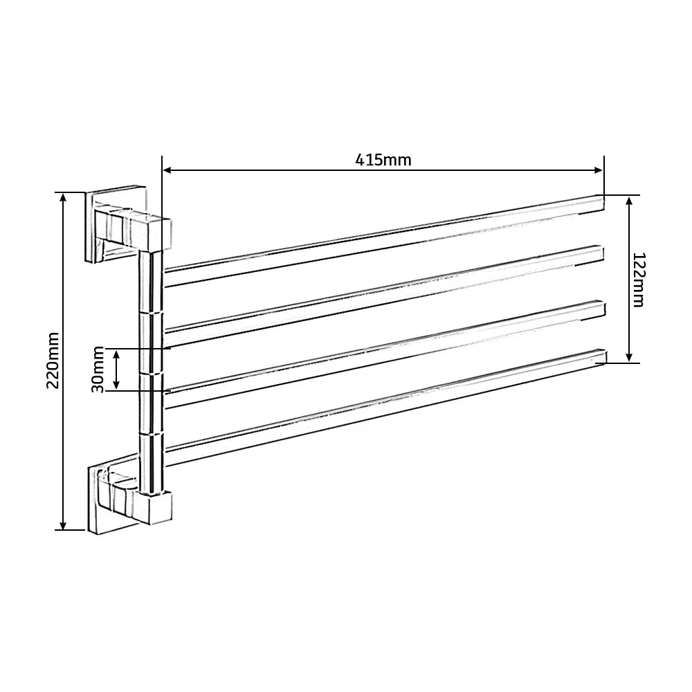 porte serviettes mural chrome acier inoxydable moderne barres rotatives fixations vis