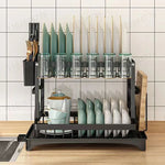 égouttoir vaisselle double niveau assiettes bols tasses verres couverts moderne minimalisteacierinox