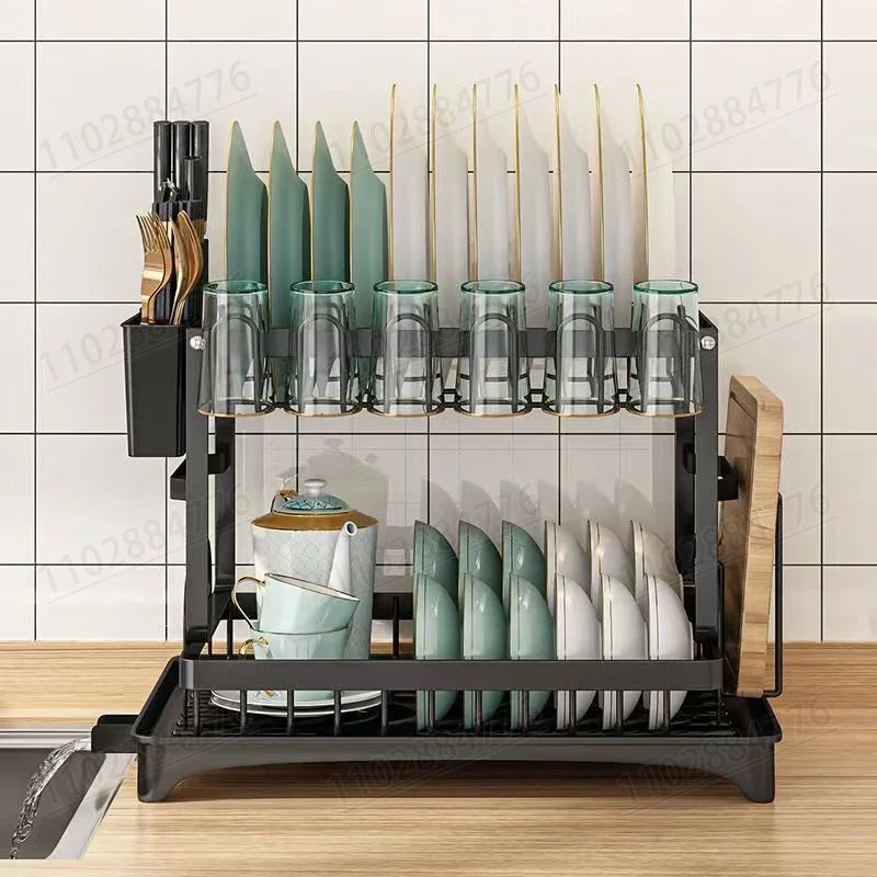 égouttoir vaisselle double niveau assiettes bols tasses verres couverts moderne minimalisteacierinox