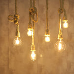 suspension lumineuse industrielle corde tressée naturelle ampoules filaments noir rustic