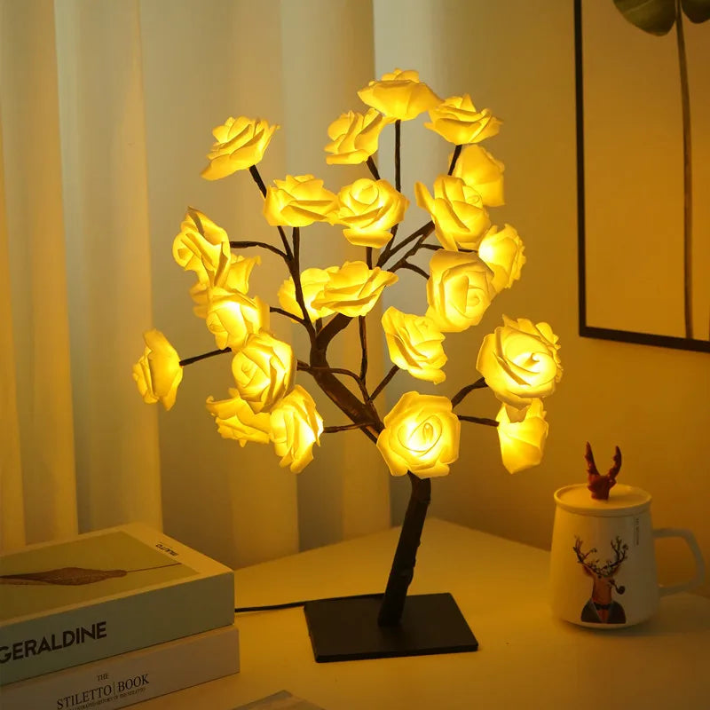 veilleuse arbre roses led rose jaune bleu blanc moderne chambre enfant camping festives adjustable