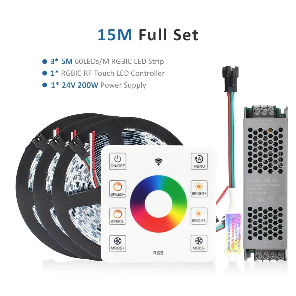 Ruban led 60 diodes rgb adhésif contrôle rf moderne chevaux multicolore