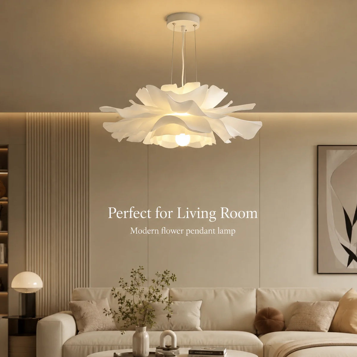 lampe suspendue moderne nordique acrylique pétale blanc ajustable semi encastré led chambre