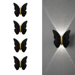 lampe murale solaire led papillon moderne noir doré extérieure adhésive ip44 rechargeable 2lumieres
