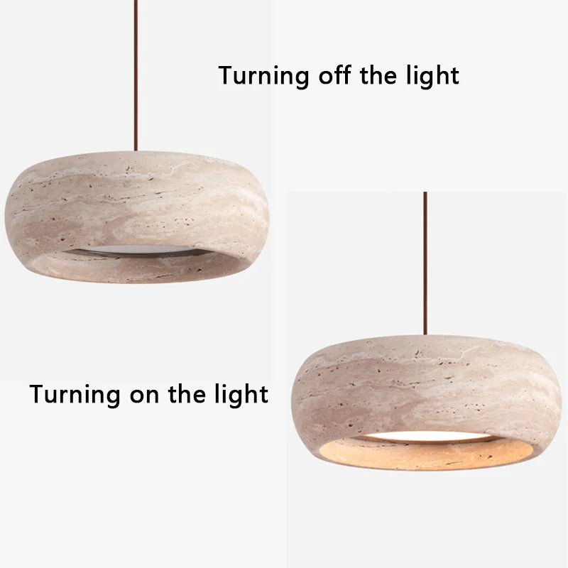 lampe suspendue moderne pierre marbrée beige brun clair led salle bain restaurant étude chambre