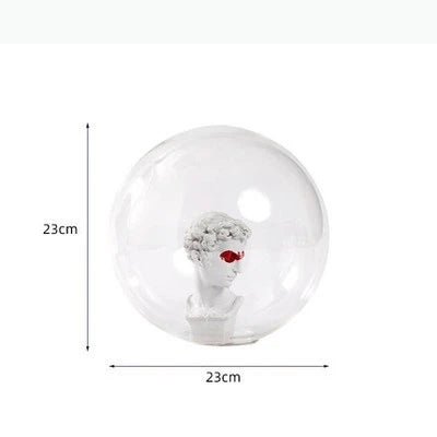 ornement sculpture homme buste globe verre contemporain blanc rouge grisDecorationArtFiguresOfficeItemModernDesignSculptureFigureDisplayItem