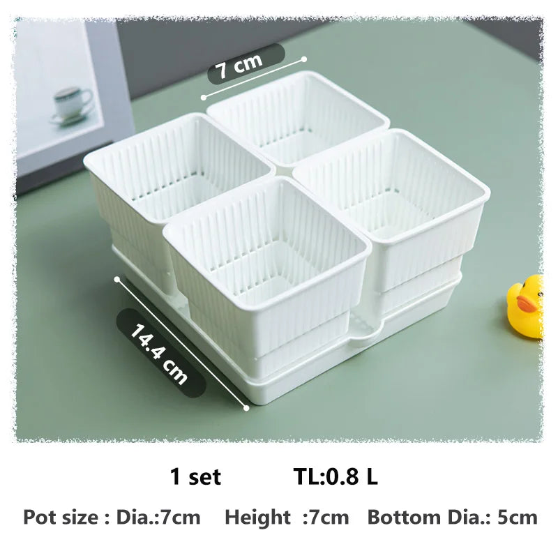 lot pot succulentes plastique blanc moderne trous drainage aération plantes maison