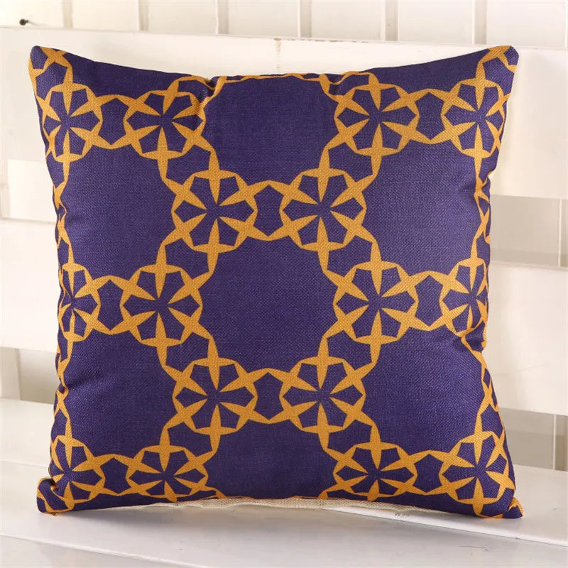 housse coussin carrée coton lin motif floral géométrique décoratif canapé fauteuil maison 45x45cm