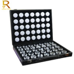boîte bijoux simili cuir noir 60 compartiments clips velours intérieur classique