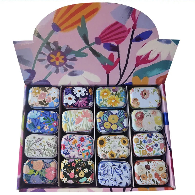 boîtes métal vintage fleur multicolores rangement bijoux emballage cadeau mariage respectueux environnement