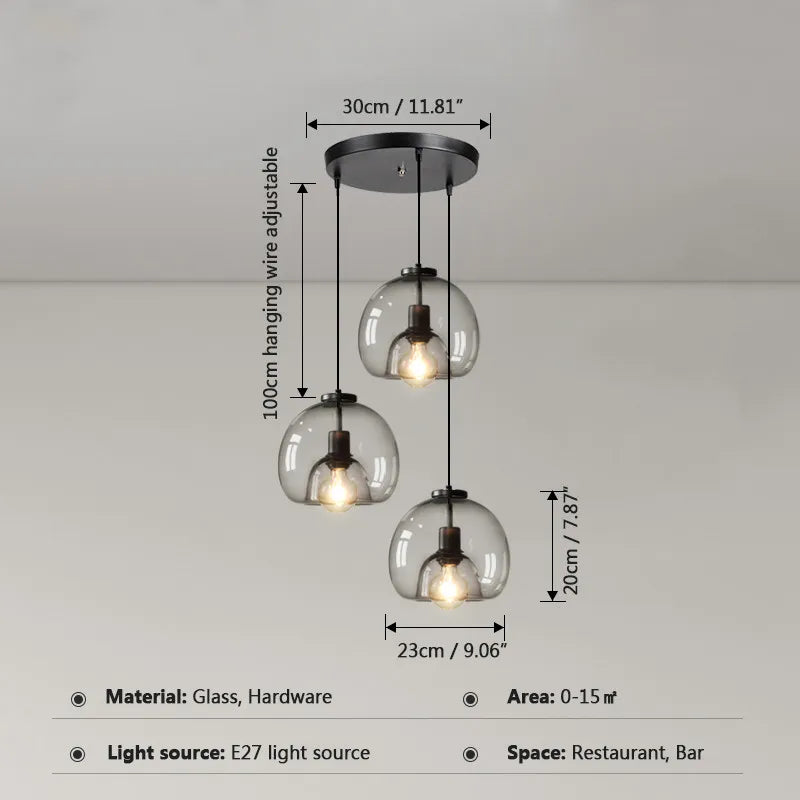 Suspension lumineuse moderne minimaliste transparente ampoules filament salon chambrehôtel