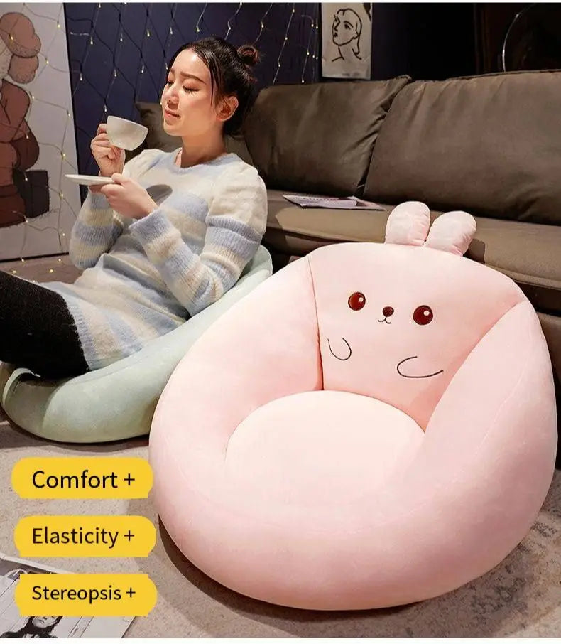 Détail du tissu peluche doux du coussin de sol