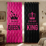 rideaux moderne rose vif noir quilted couronnes mots opaques anneaux métalliques salon