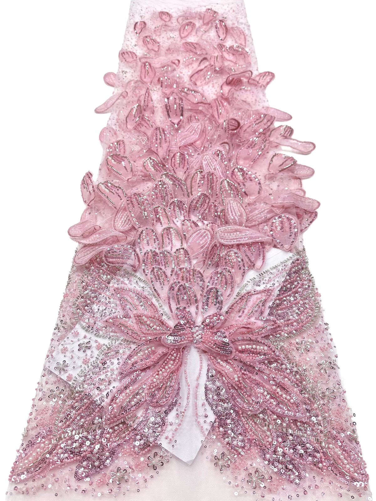 ruban décoratif luxueux fleurs relief strass couleur bleu clair rose beige violet gris élégant