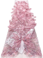 ruban décoratif luxueux fleurs relief strass couleur bleu clair rose beige violet gris élégant