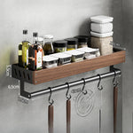 étagère murale bois marron bouteilles condiments huile d'olive moderne vis fixations rechargeable multifonctionnelle