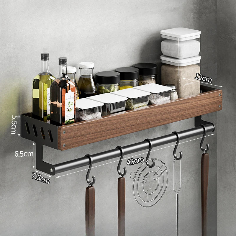 étagère murale bois marron bouteilles condiments huile d'olive moderne vis fixations rechargeable multifonctionnelle