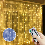 rideau lumineux led blanc chaud rose bleu 300leds télécommande câble usb moderne décoration extérieure