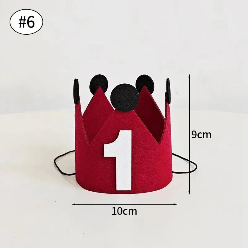 couronne anniversaire enfant rouge numéros blancs oreilles noires festive décoration ruban festif