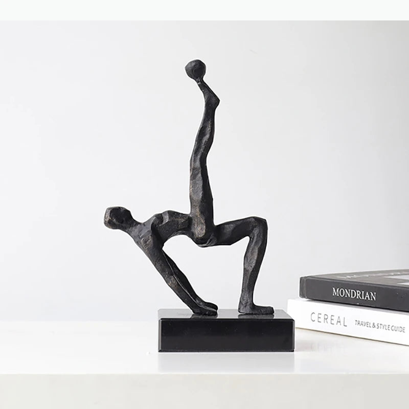 sculpture abstraite moderne métal noir minimaliste forme fluide décoration intérieure base stable contemporain