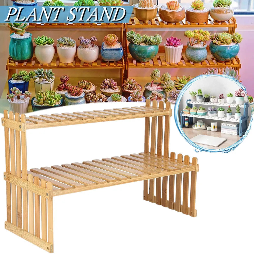 étagère plantes étagère bois moderne simple niveaux naturel hauteur 30cm largeur 57cm lignes verticales