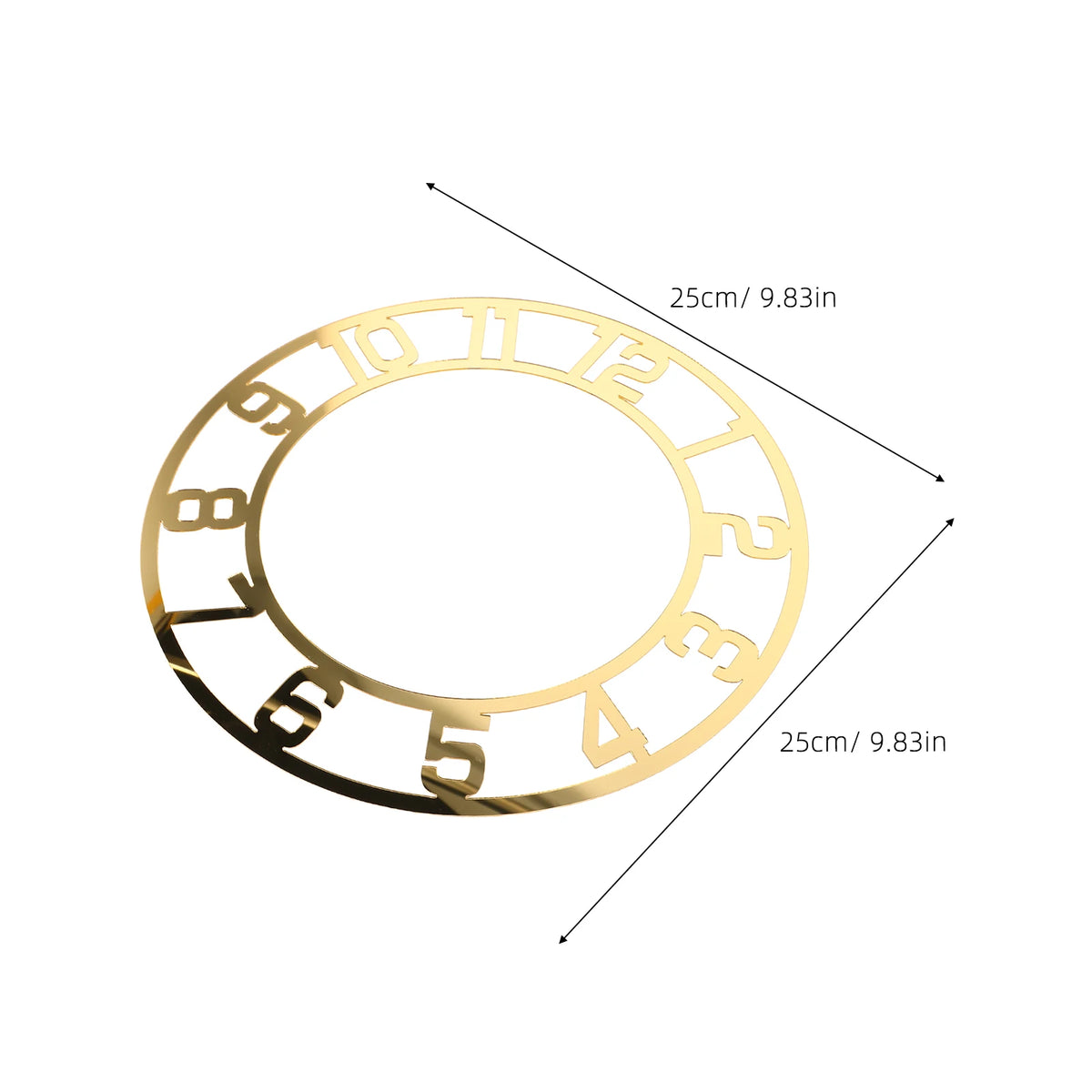 cadre horloge or rose numéros romains gravés moderne décoration murale salon transparent opaqué round