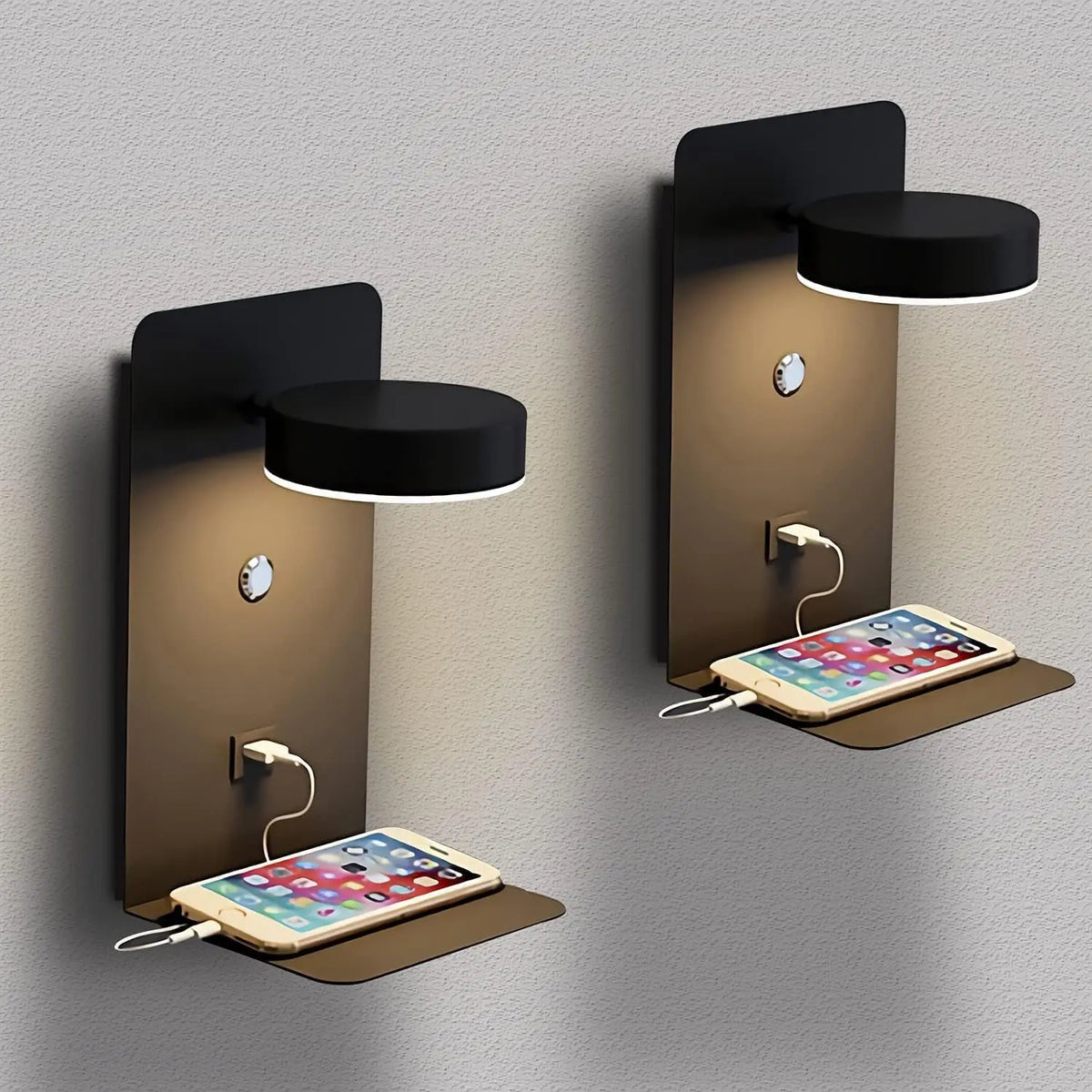 lampes murales modernes étagère usb blanc noir vert minimaliste