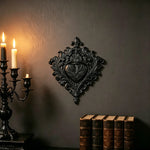 décoration murale baroque plaque ornements floraux cœur sculpté noir vis fixations maison