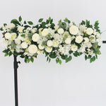 guirlande florale artificielle fleurs roses dahlias feuilles vertes décoration murale extérieure 100cm blanc rose