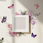 sticker mural moderne fleurs papillons adhésif décoration intérieure maison interrupteur blanc salon chambre