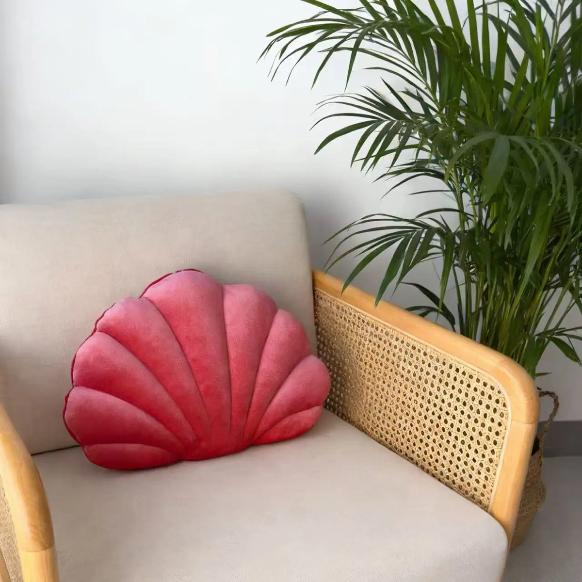 coussin velours coquillage lavable moderne rose bleu violet lit salon chambre