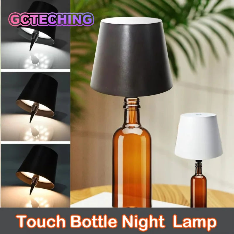 lampe table veilleuse led rechargeable noir blanc moderne minimaliste interrupteur tactile base transparente abs