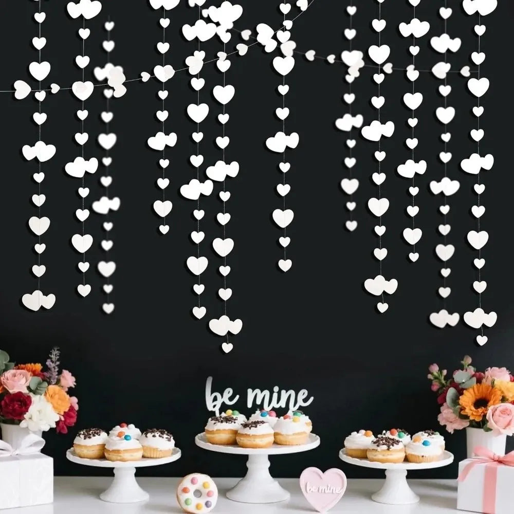 guirlande coeurs rouge blanc doré simple brillant mariage décoration festive anniversaire noël