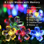 guirlande lumineuse fleurs multicolore moderne extérieure led solaire ip65 12m 100leds jardin decoration festive