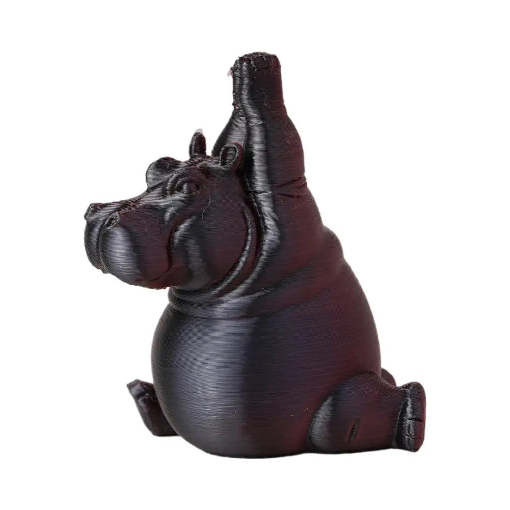 statuette hippopotame résine noire détaillée pose humoristique décoration cadeau articulée.textureGranulee