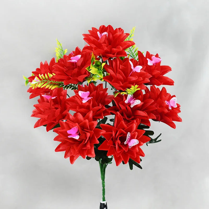 Bouquet fleurs artificielles modernes jaune rouge blanc rose lotus élégantes intérieur mariage anniversaire