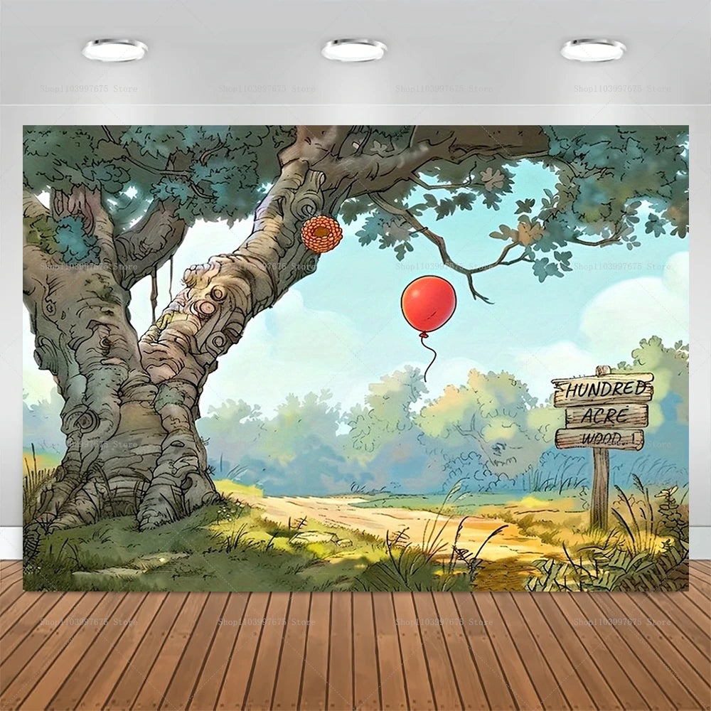 toile fond vinyle paysage forêt animaux anniversaire bébé décor photo studio fête enfant