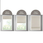 rideau store lamelles tissu beige texture lin moderne opacité sécurité uv puits lumière horizontal