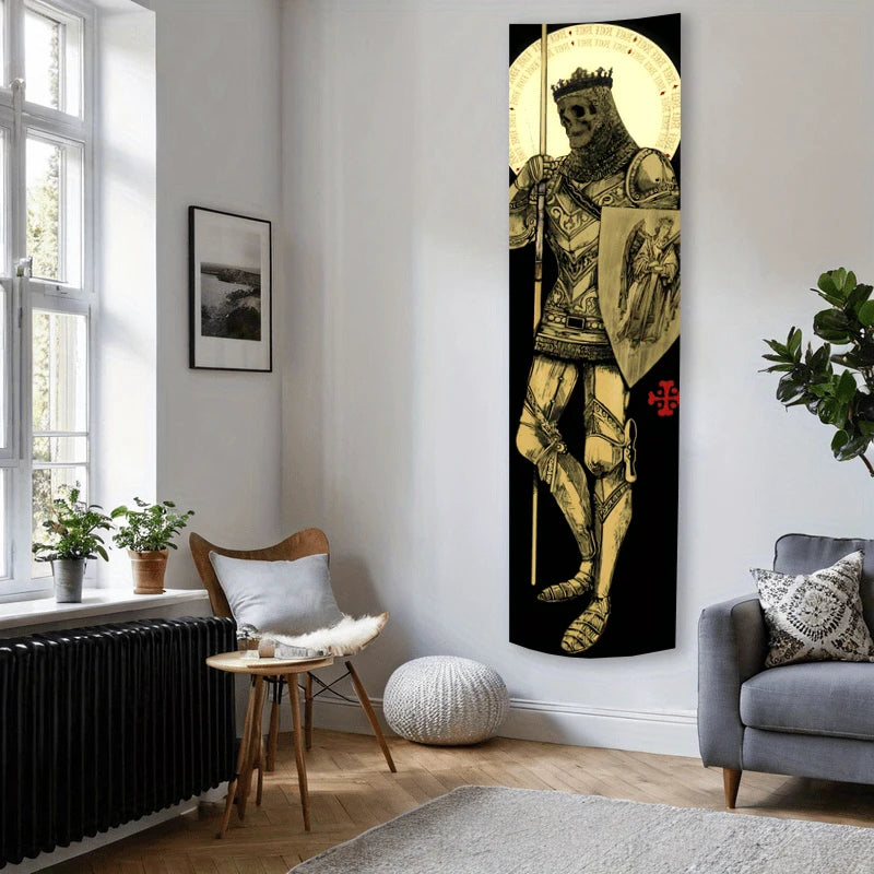 tapisserie soldat médiéval noir doré illustration murale chambre salon décoration maison moderne